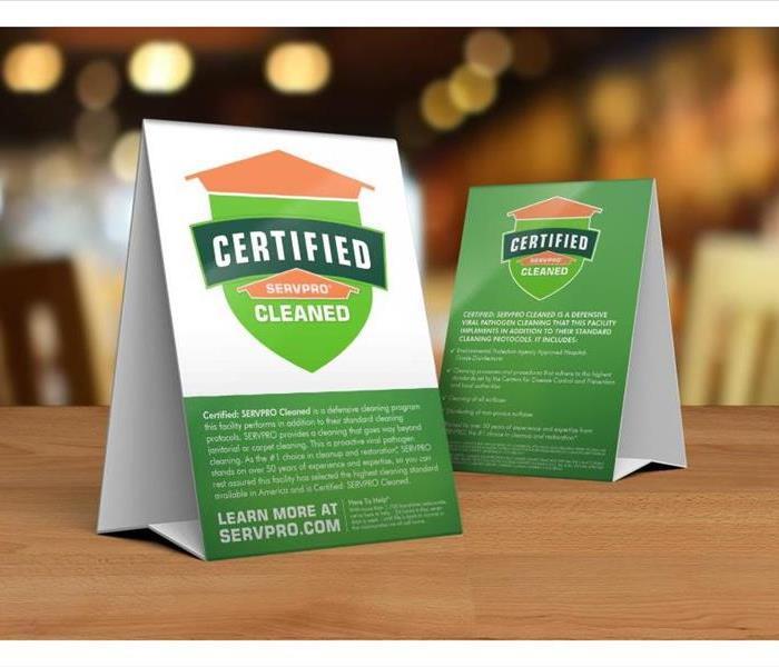 Certified: SERVPRO Cleaned sign
