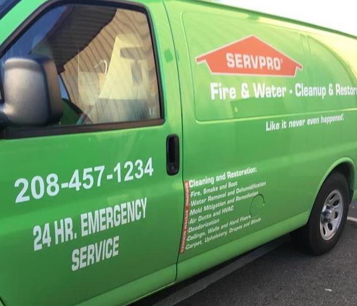 Green SERVPRO Van with Decals
