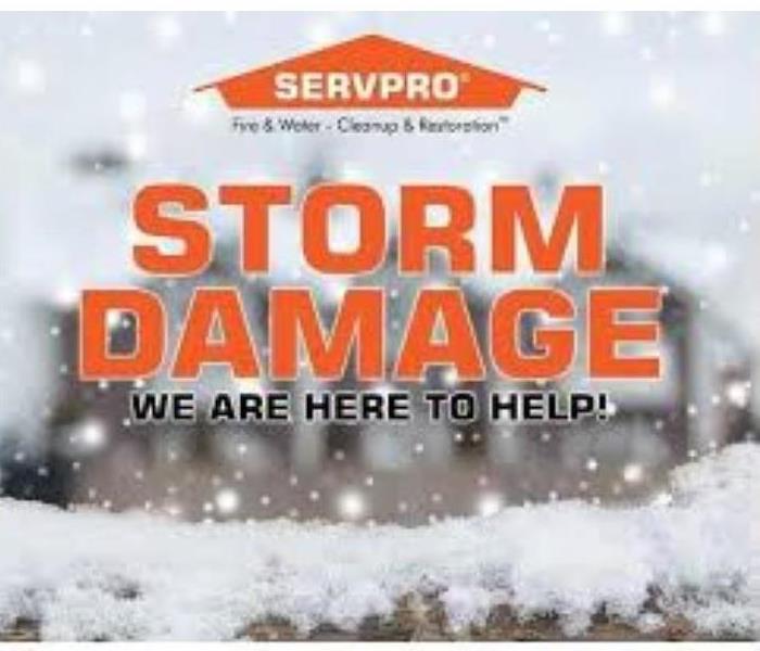 Snowy Background- SERVPRO "we are here to help"